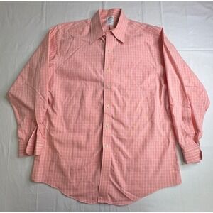 Brooks Brothers Classic‎ Fit Button Down Dress Shirt Mens 16 1/2-33 Salmon Check